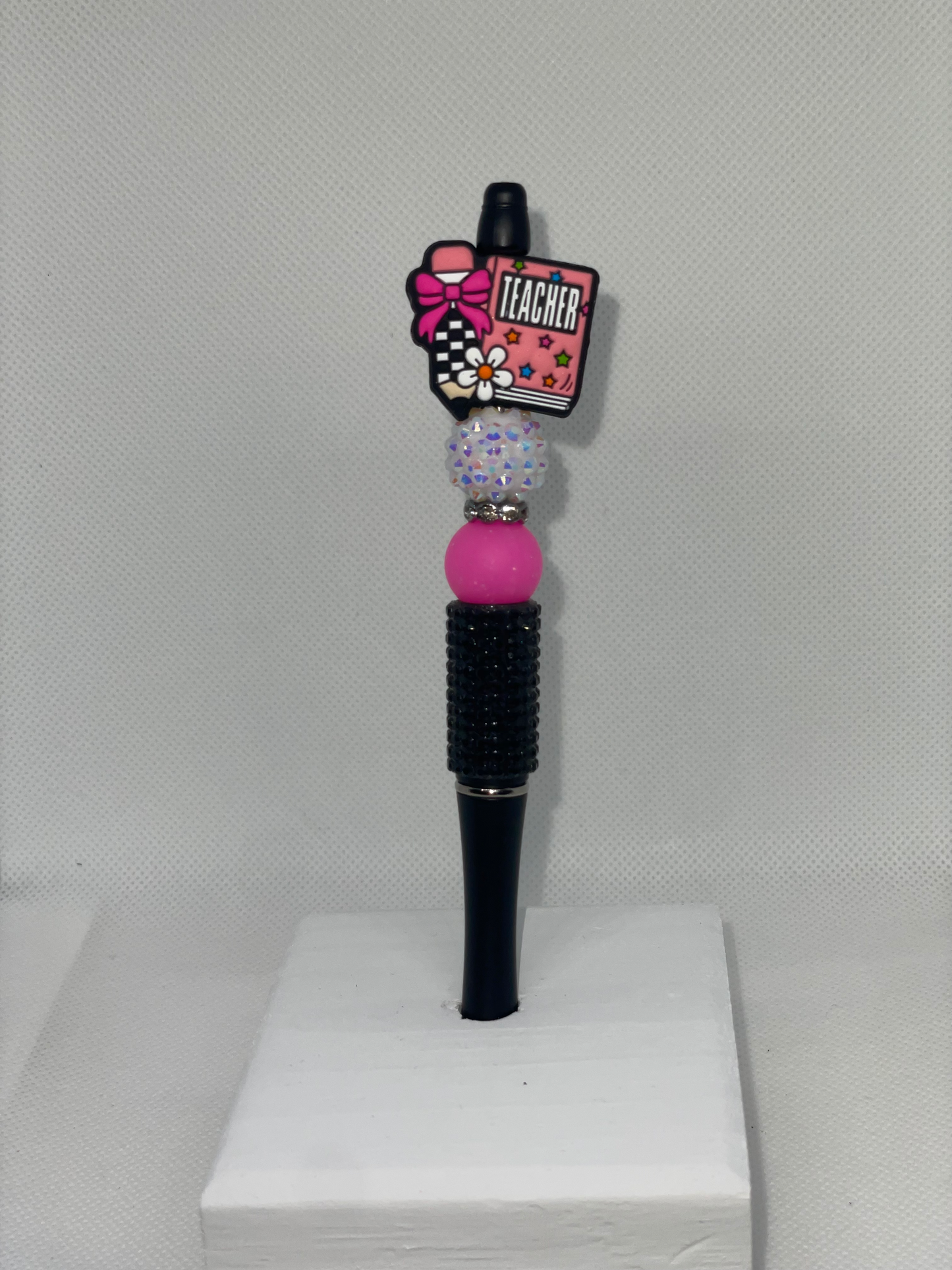 Teacher notebook black rhinestone pen