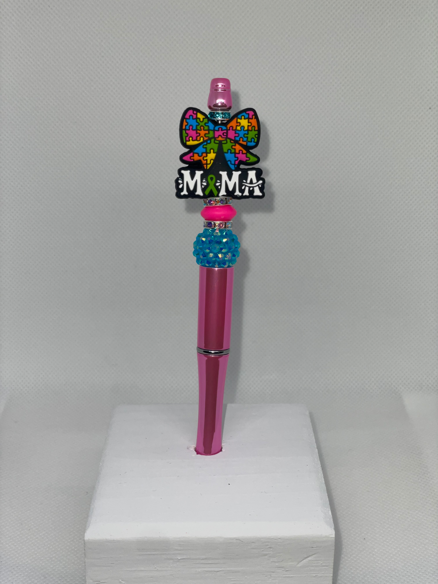Autism Mama bow pink pen