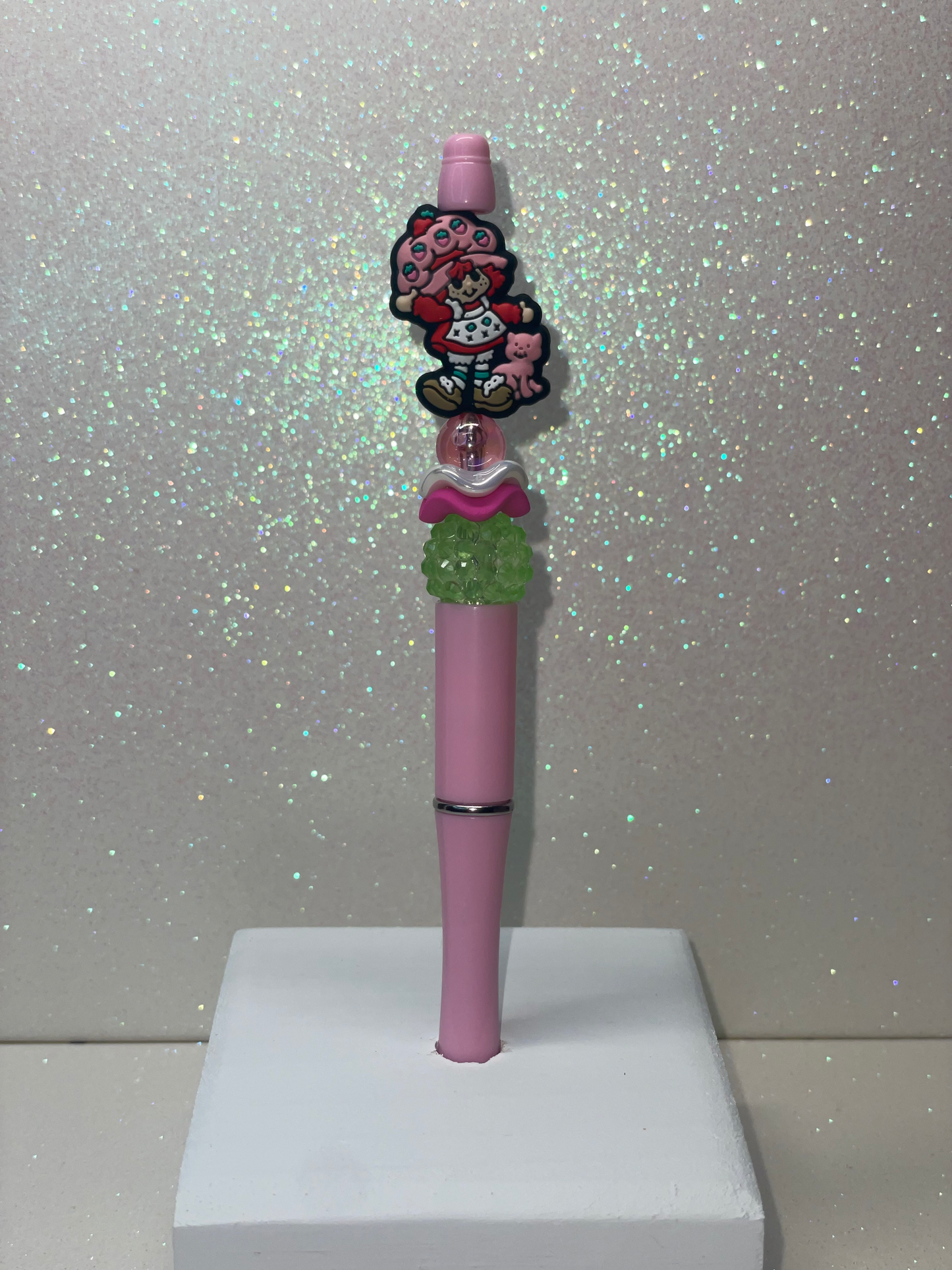 Strawberry girl with cat pink pen