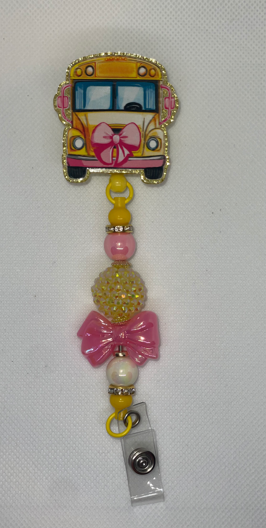 School Bus badge reel