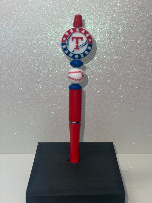 T Rangers baseball red pen