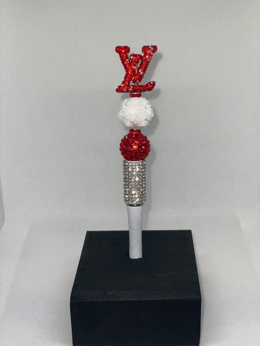 Red LV Designer rhinestone pen