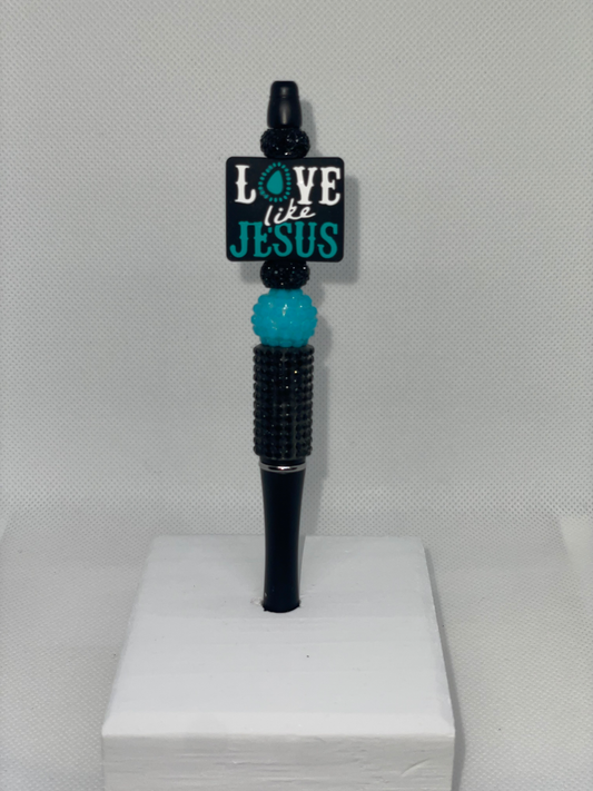 Love Like Jesus black rhinestone pen