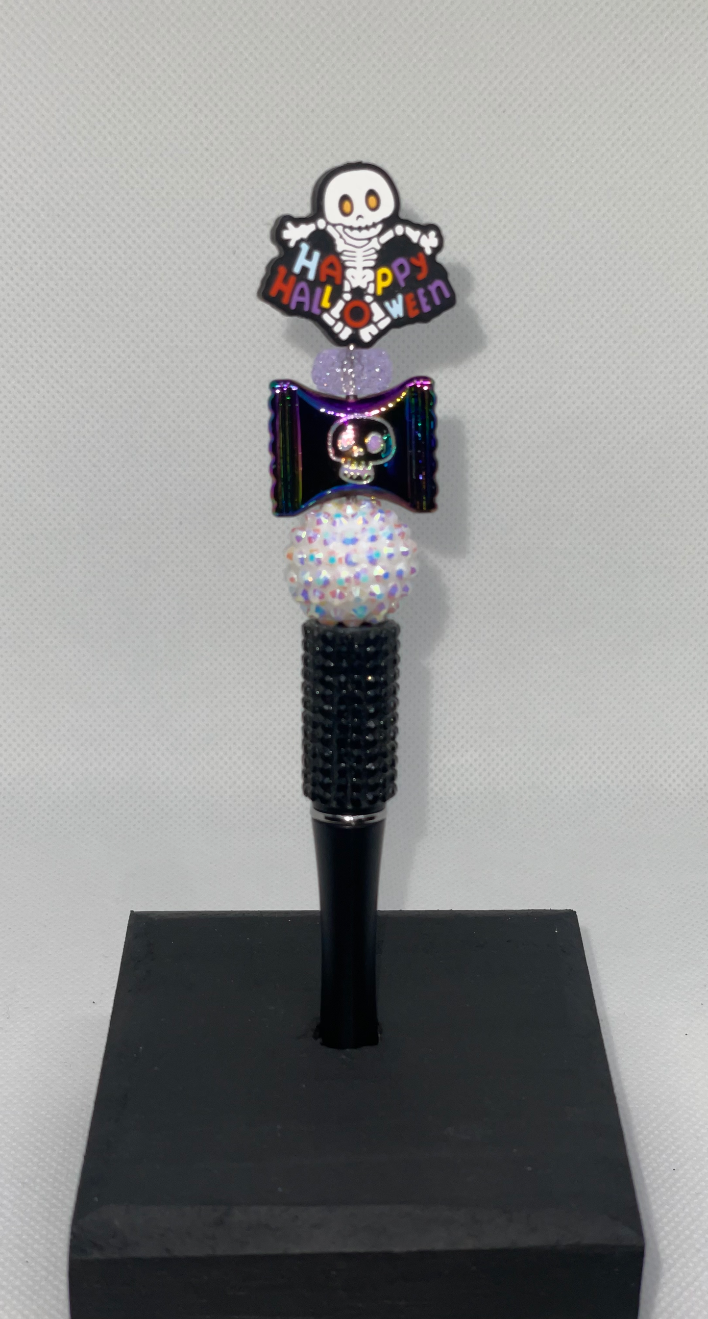 Skeleton Halloween black rhinestone pen