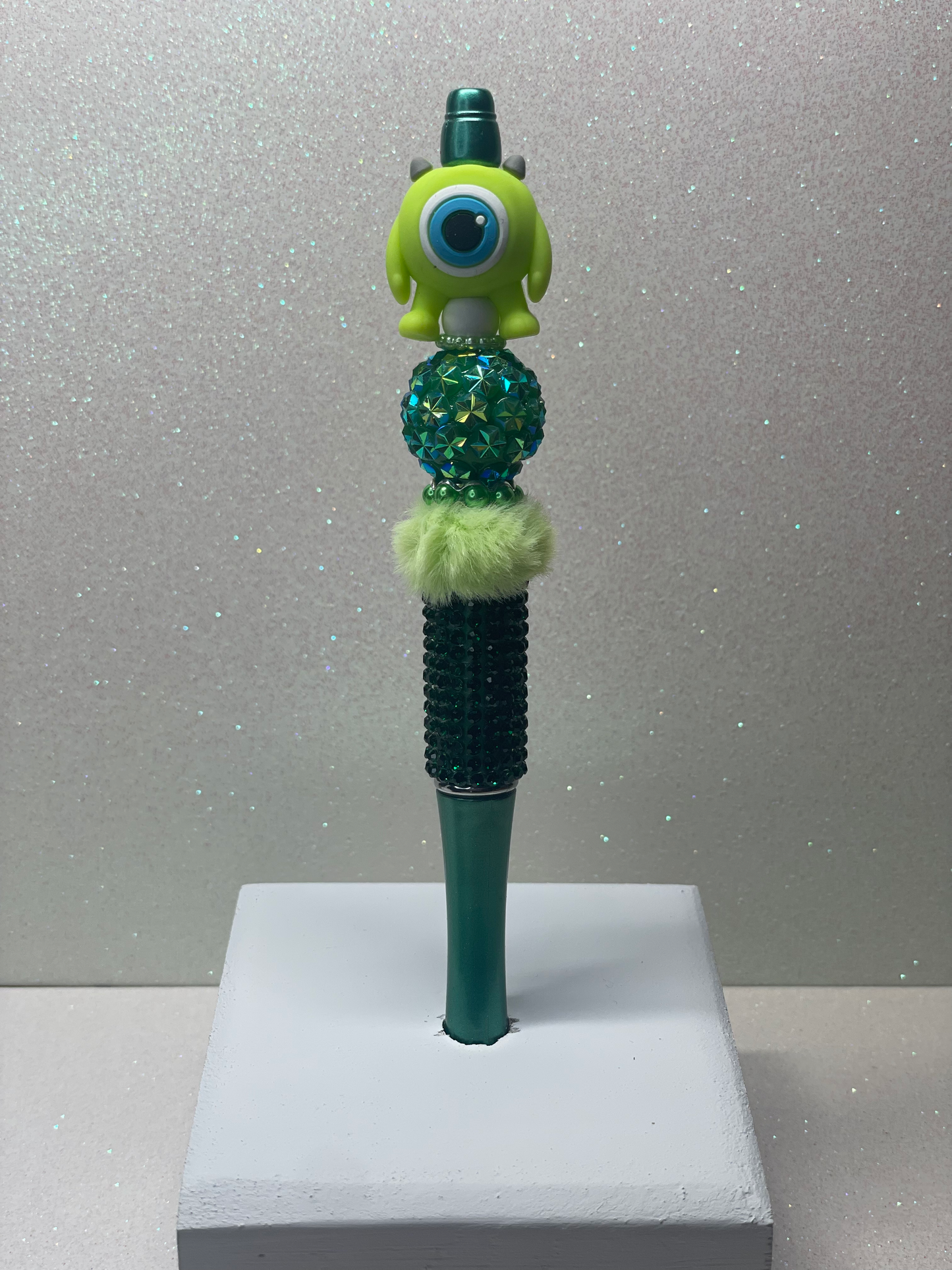 3D Mike monster green rhinestone pen