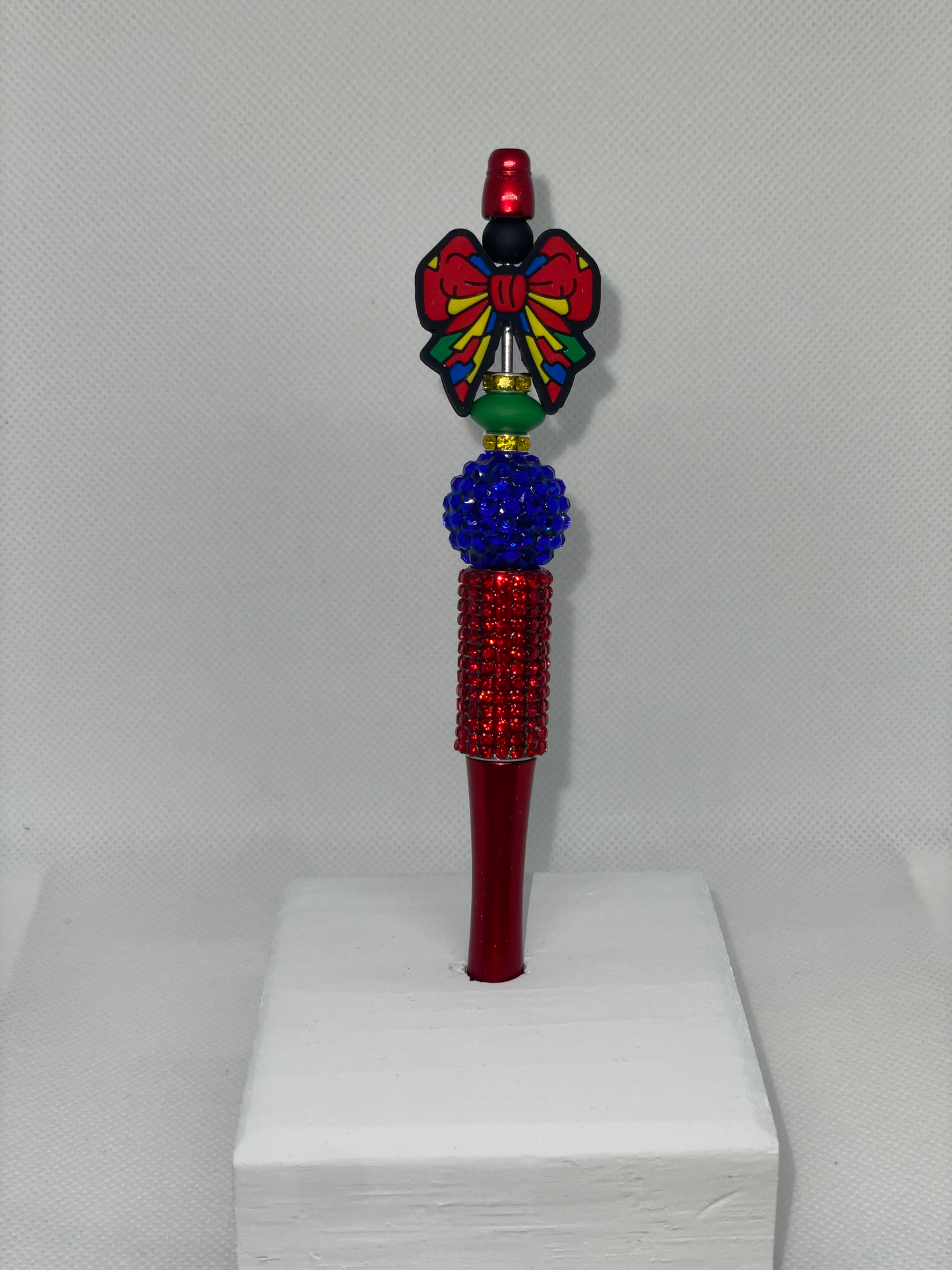 Autism Bow red rhinestone pen