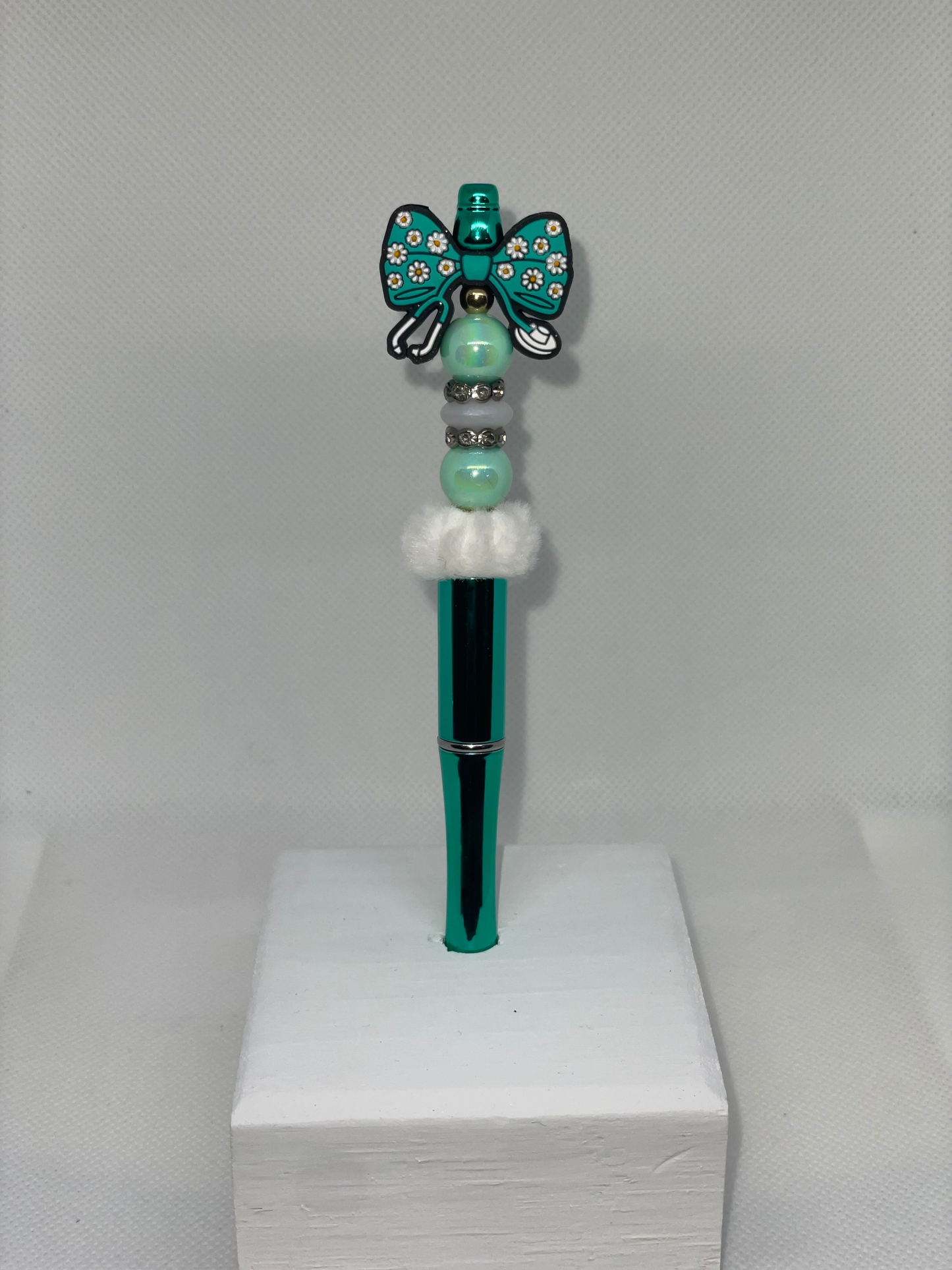 Nurse bow stethoscope teal pen