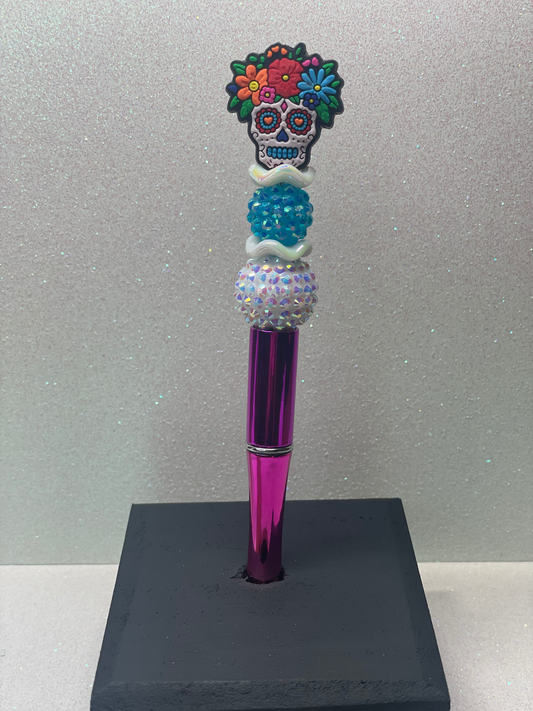 Sugar Skull flowers fushia pen