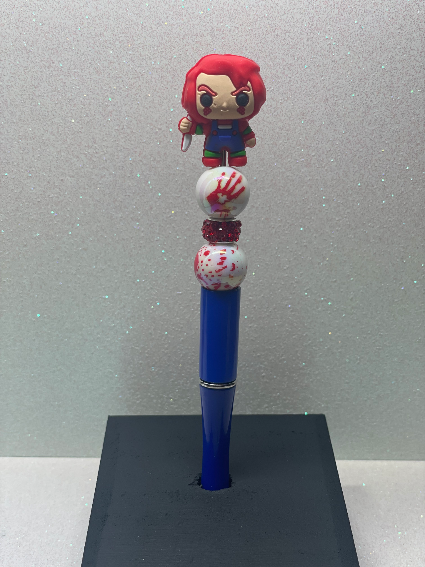 3D Chucky splatter blue pen