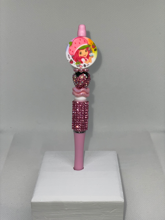 Strawberry girl pink rhinestone pen
