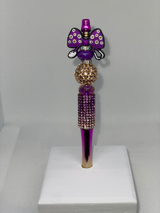 Nurse purple bow ombre rhinestone pen