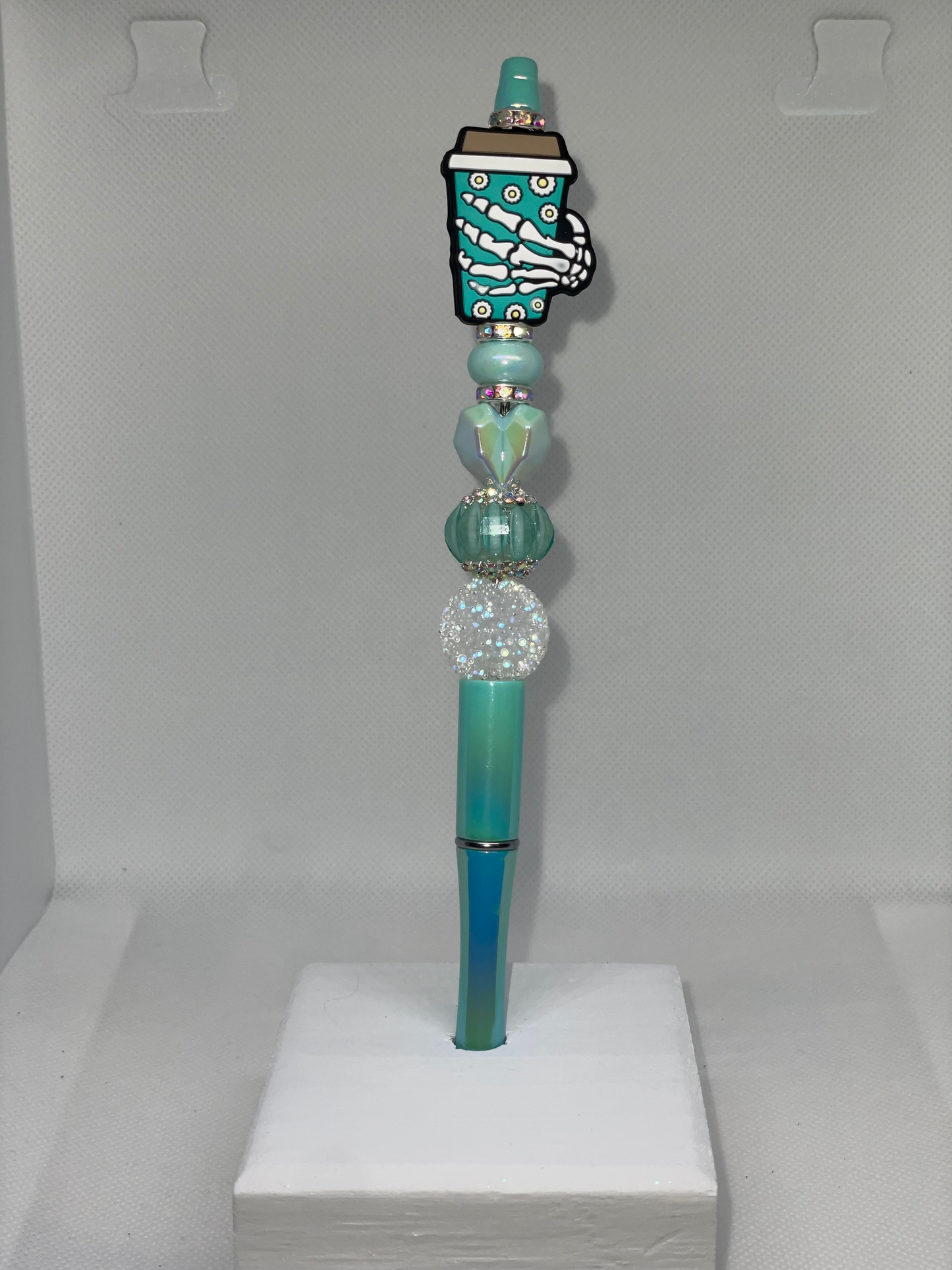 Coffee skeleton extended mint pen