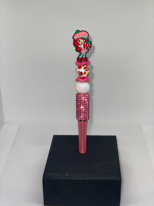 Strawberry girl pink rhinestone pen