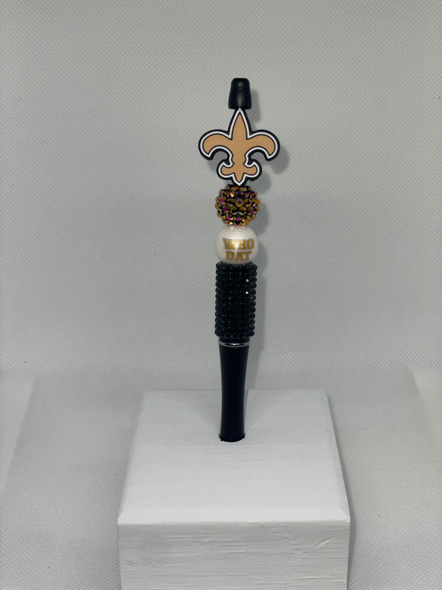 NO Saints black rhinestone pen