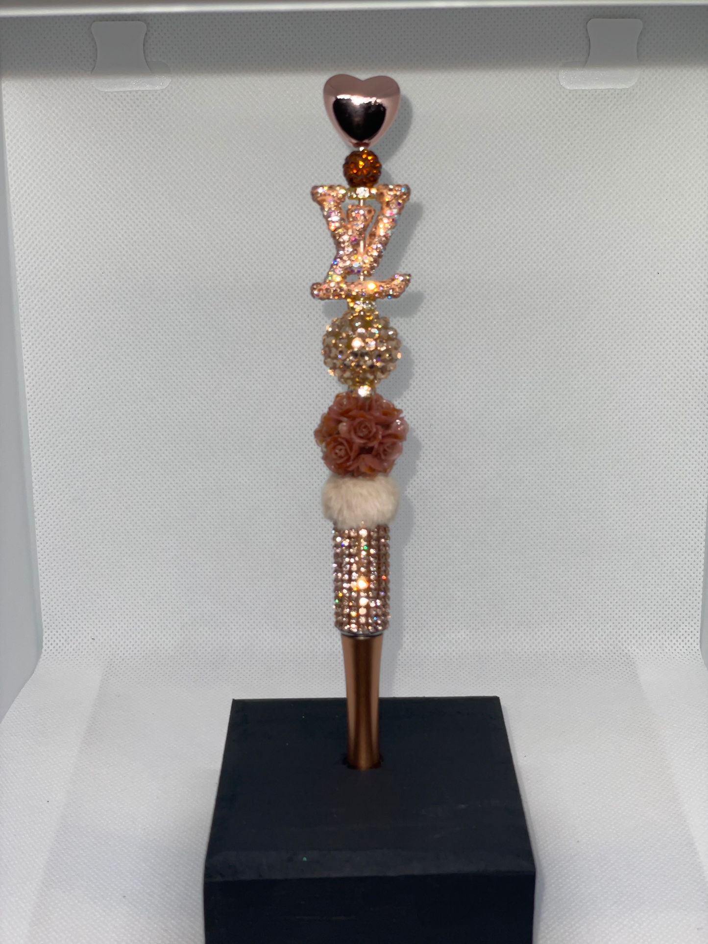 LV Designer champagne extended rhinestone pen