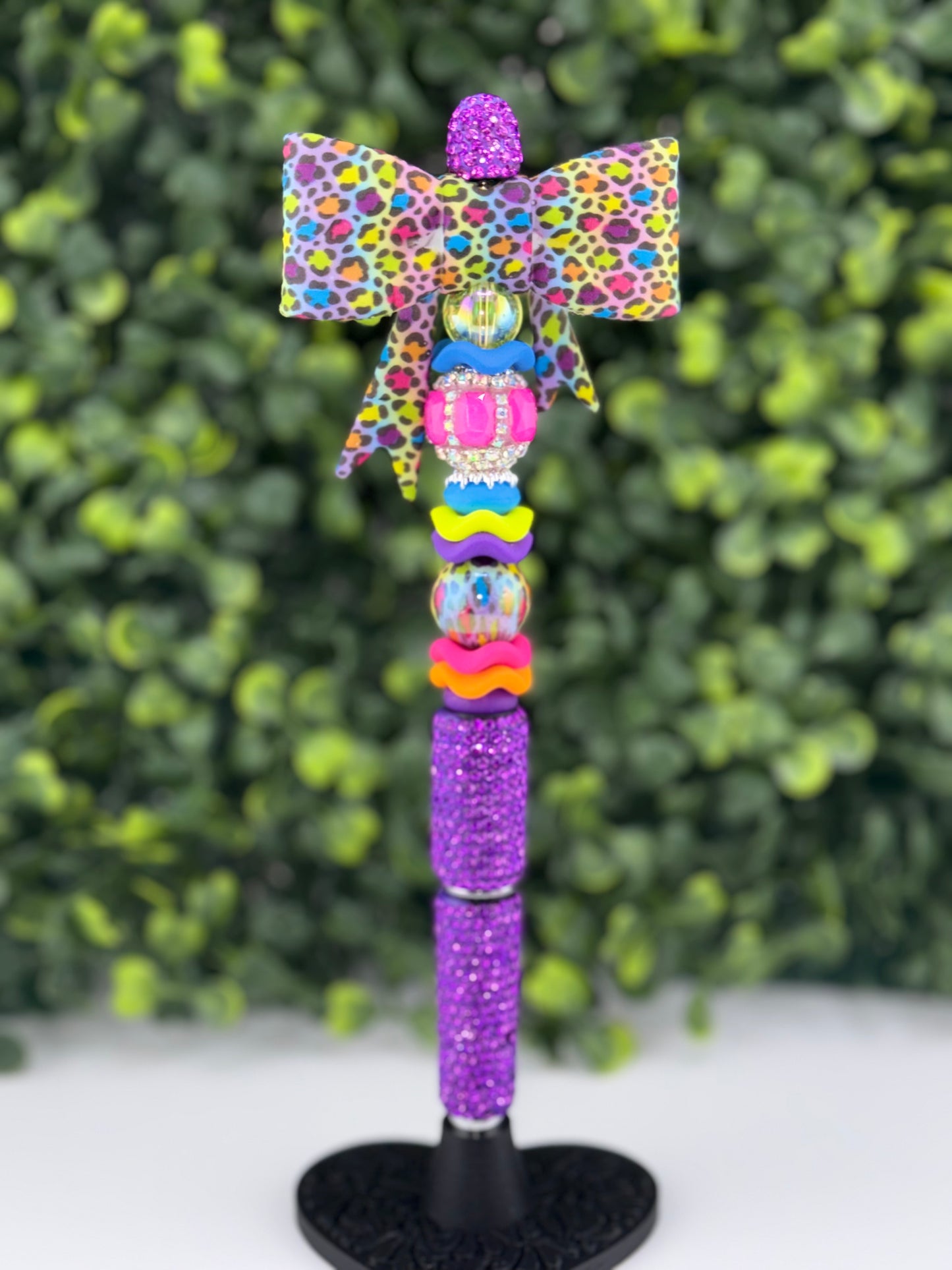 Neon Leopard Rhinestone Pen