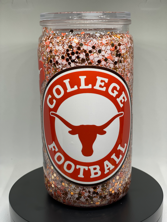 T Longhorns glitter snow globe
