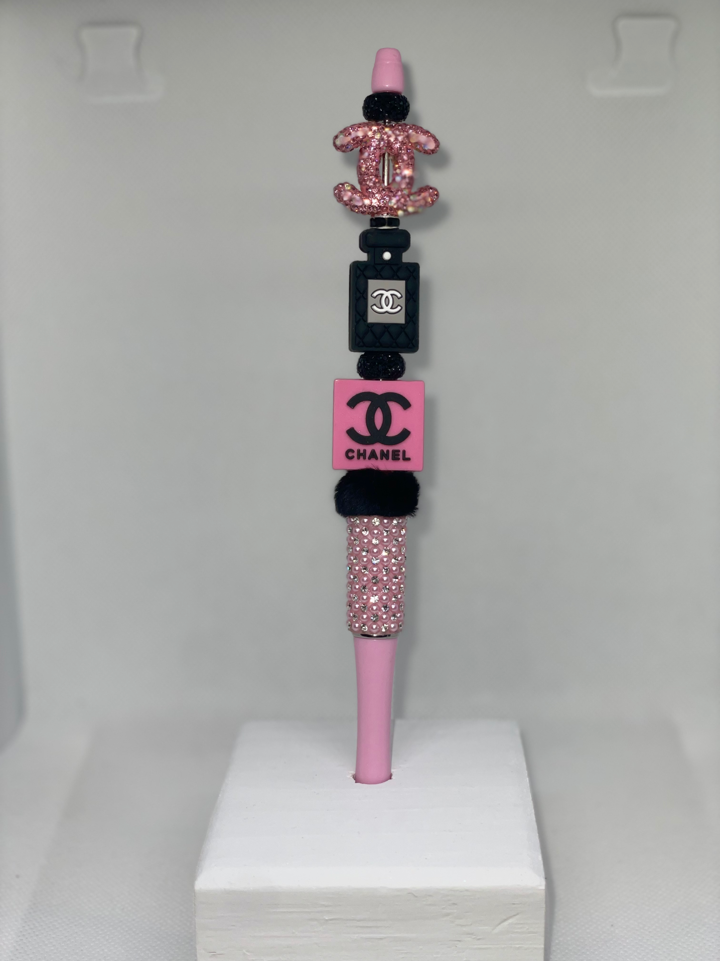CC Designer pink extended rhinestone pen