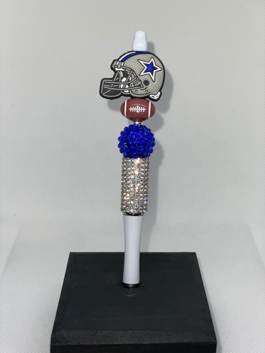 D Cowboys blue helmet rhinestone pen