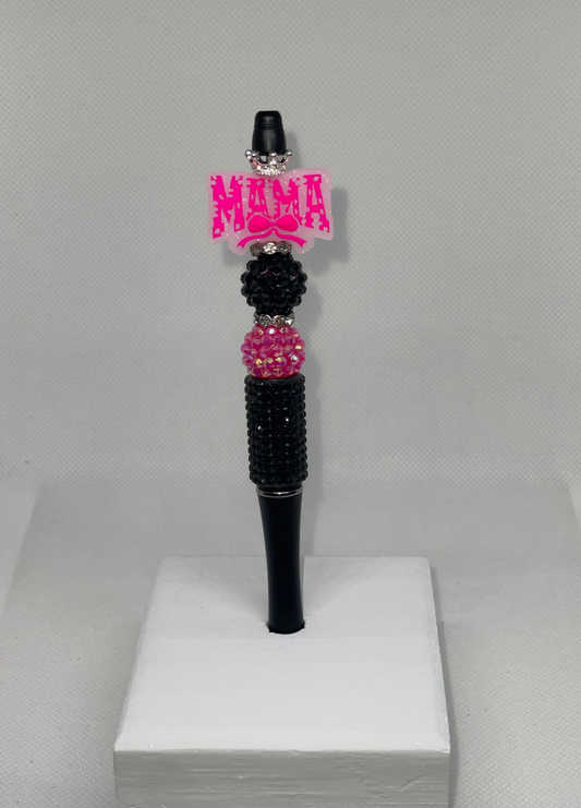 Mama black rhinestone pen