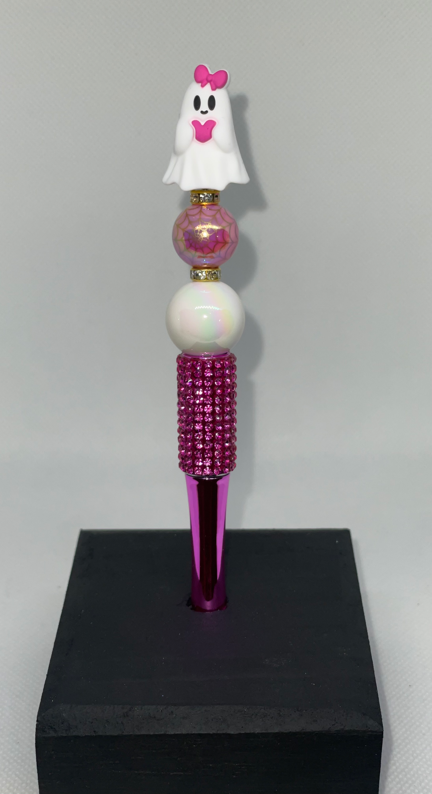 3D Pink Ghost rhinestone pen