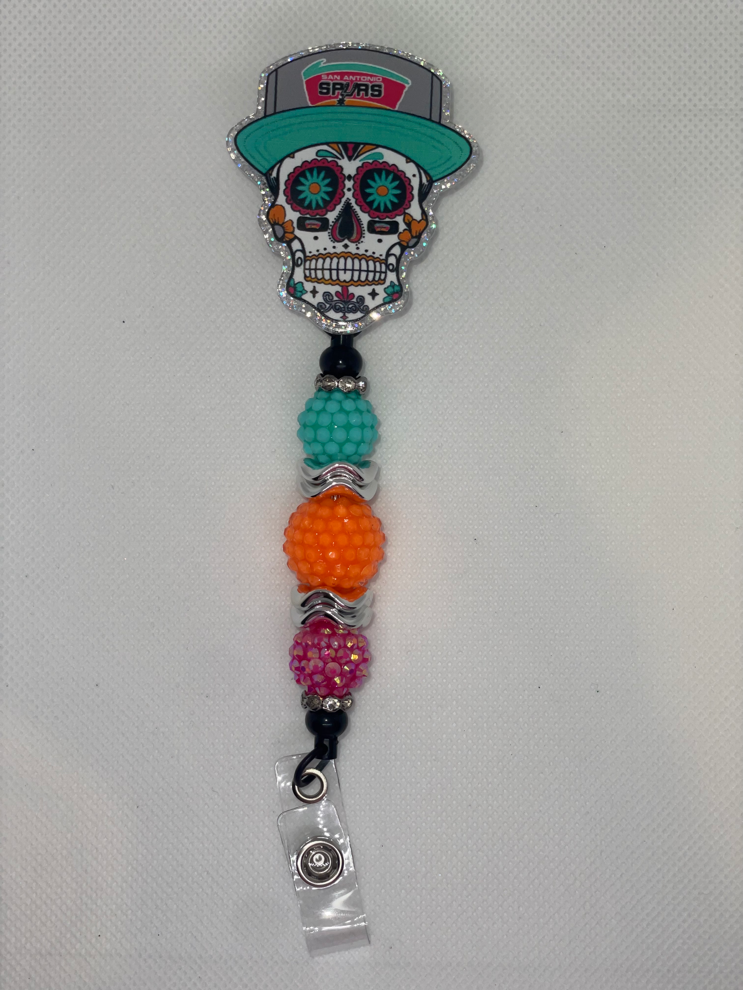 SA Spurs beaded badge reel