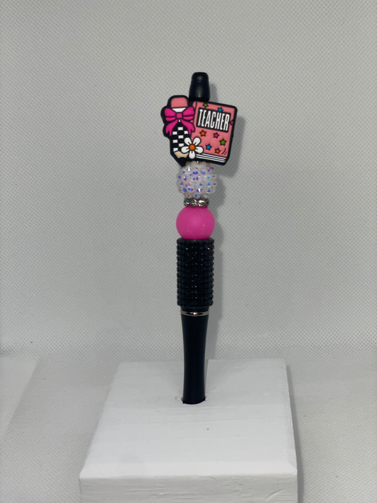 Teacher notebook black rhinestone pen