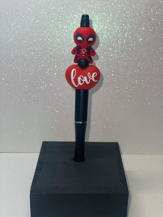 3D Deadpool heart black pen