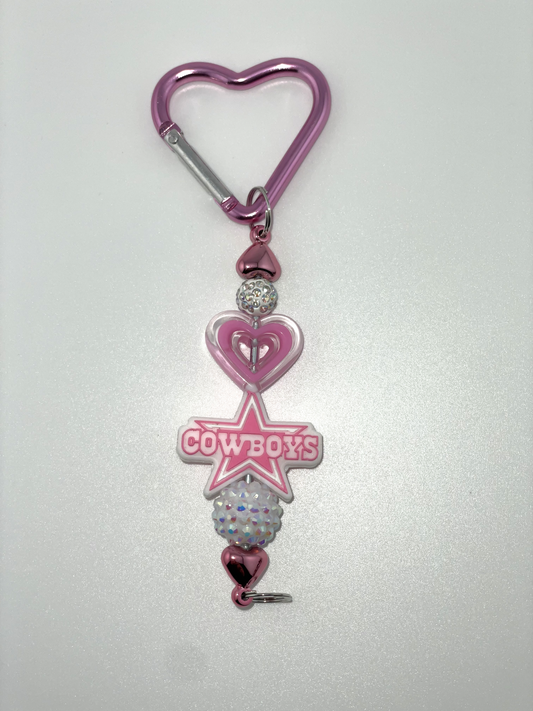 D Cowboys pink heart rhinestone