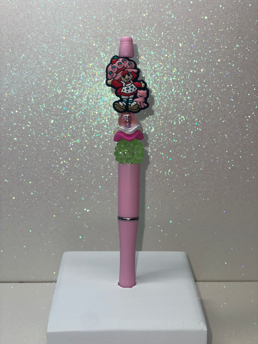 Strawberry girl with cat pink pen