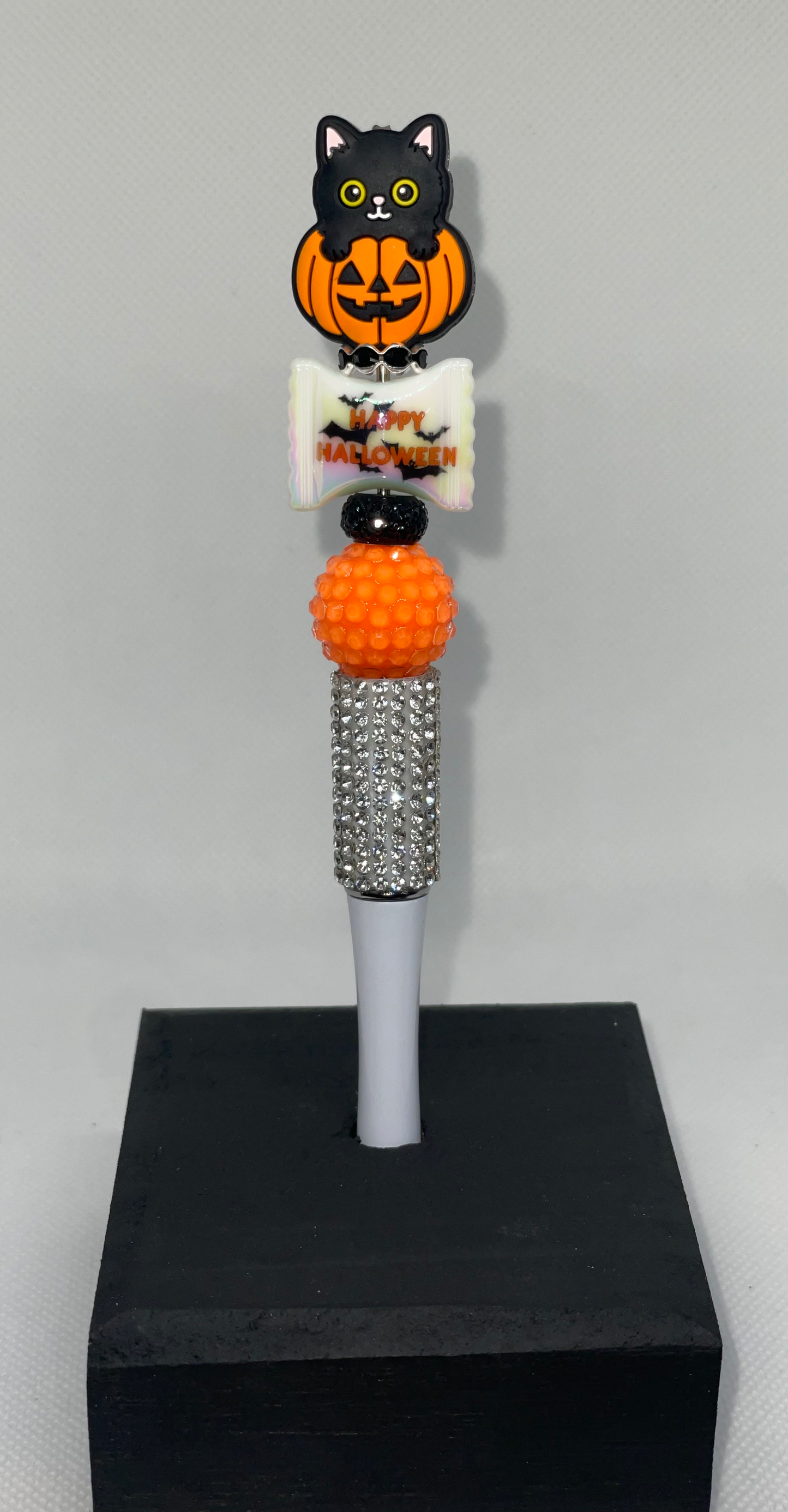 Black Cat pumpkin rhinestone pen