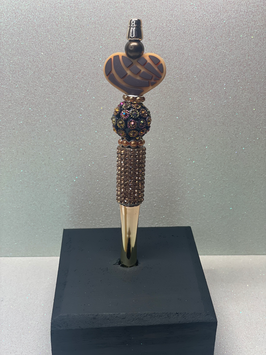 Conch heart bronze rhinestone pen
