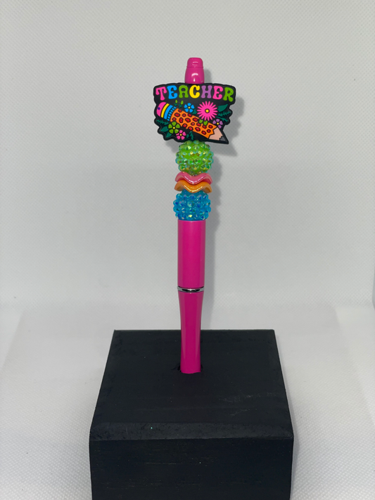 Colorful Teacher pencil hot pink pen
