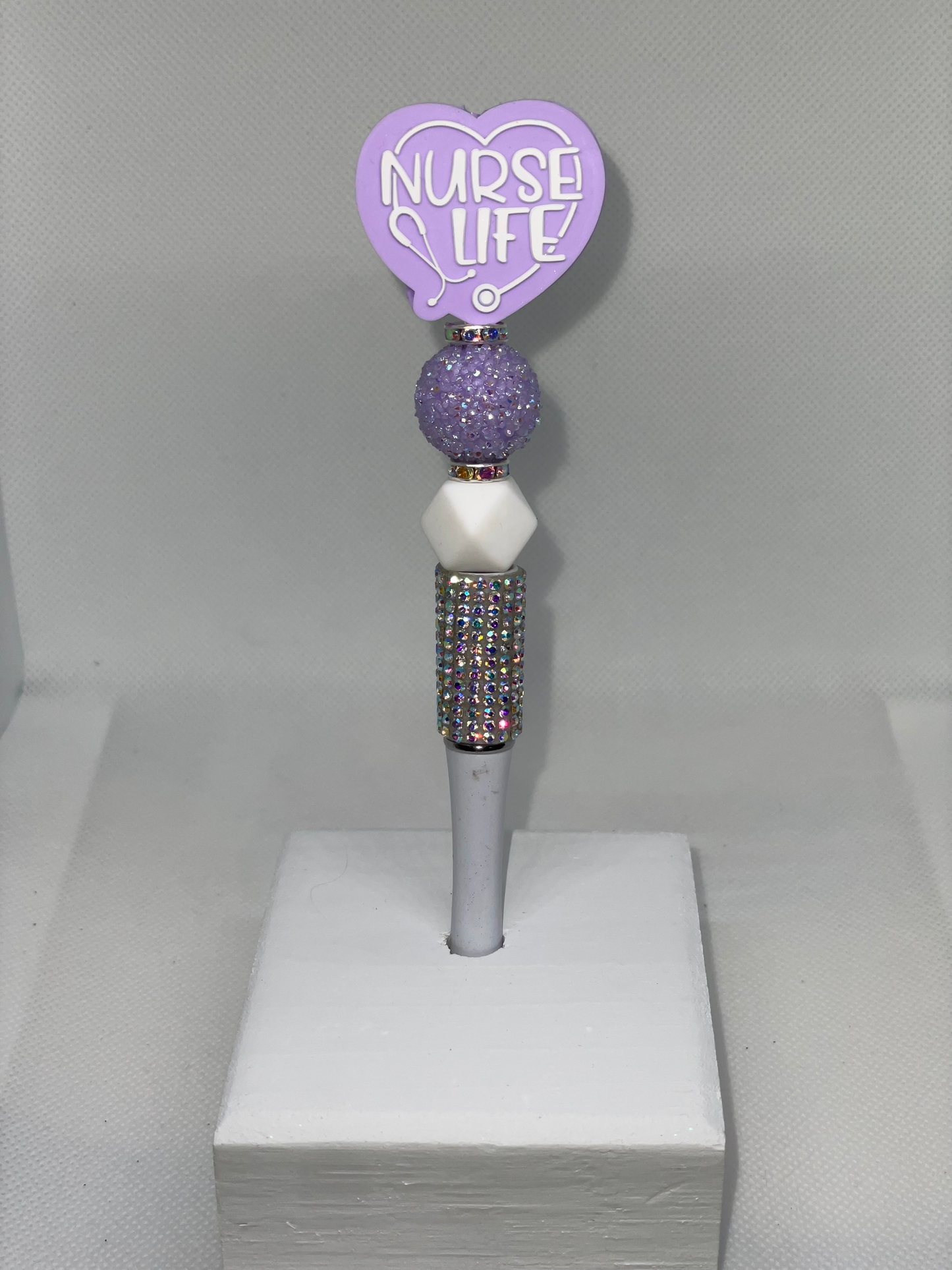 Nurse life purple rhinestone pen