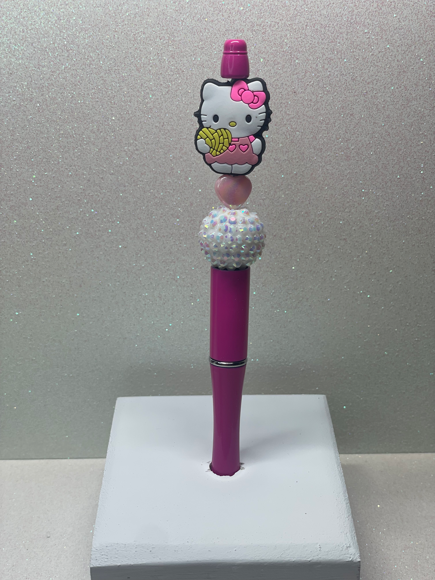 HK neon pink bow pen