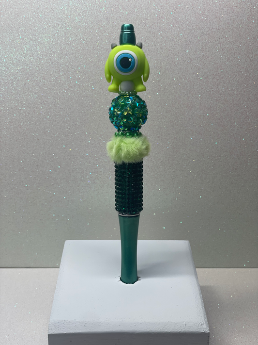 3D Mike monster green rhinestone pen