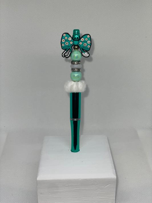 Nurse bow stethoscope teal pen
