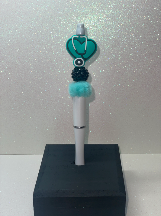 Nurse heart stethoscope white pen