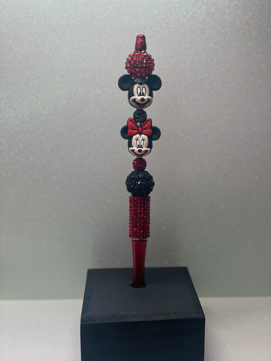 3D M Mouse rhinestone extended red pen