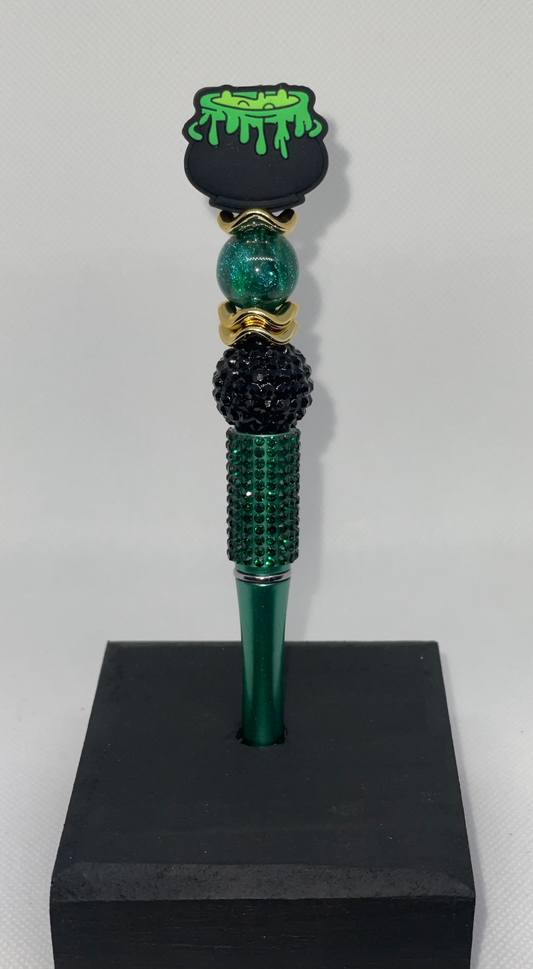 Caldron green rhinestone pen