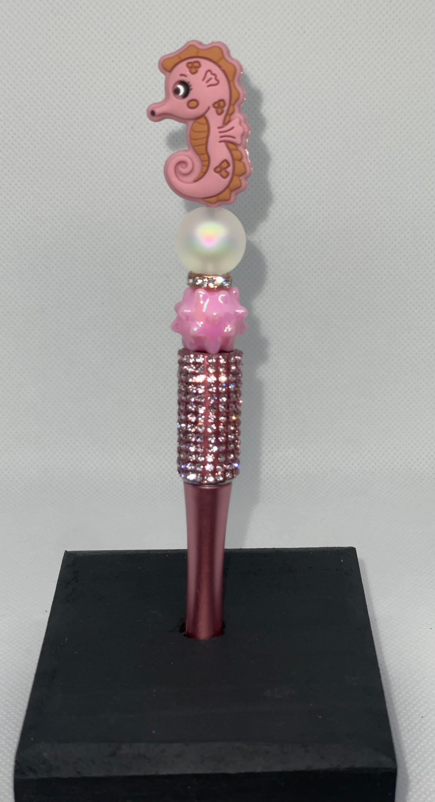 Seahorse pink rhinestone pen
