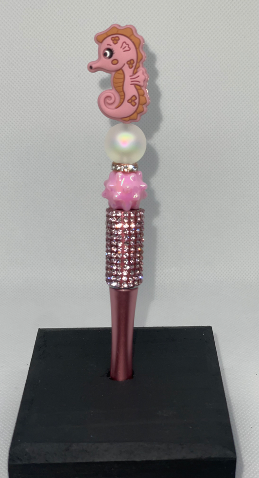 Seahorse pink rhinestone pen