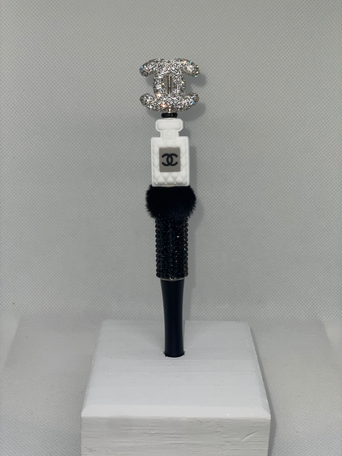 CC Designer silver and black rhinestone pen