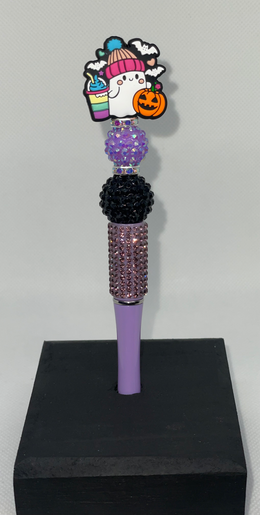 Ghost coffee purple rhinestone pen