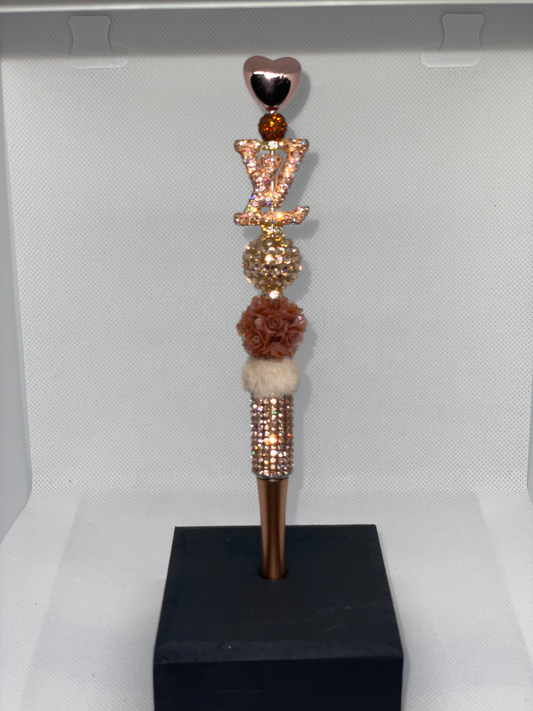 LV Designer champagne extended rhinestone pen