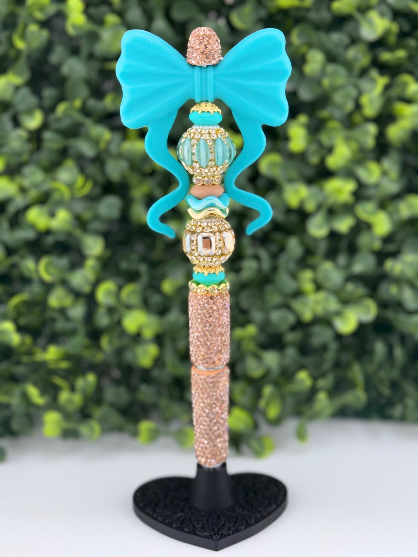 Teal Champagne Bow Pen