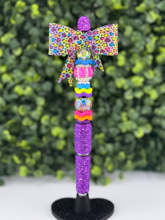 Neon Leopard Rhinestone Pen