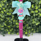 Pink Teal Satin Bow pen