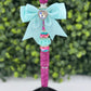 Pink Teal Satin Bow pen