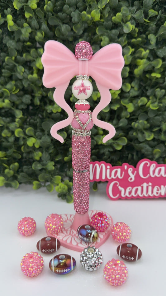 D Cowboys Pink Bow Rhinestone pen